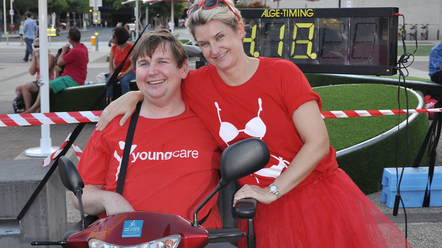 Youngcare CEO Sam and resident Tim at the Youngcare Budgie Bolt in Brisbane 2015