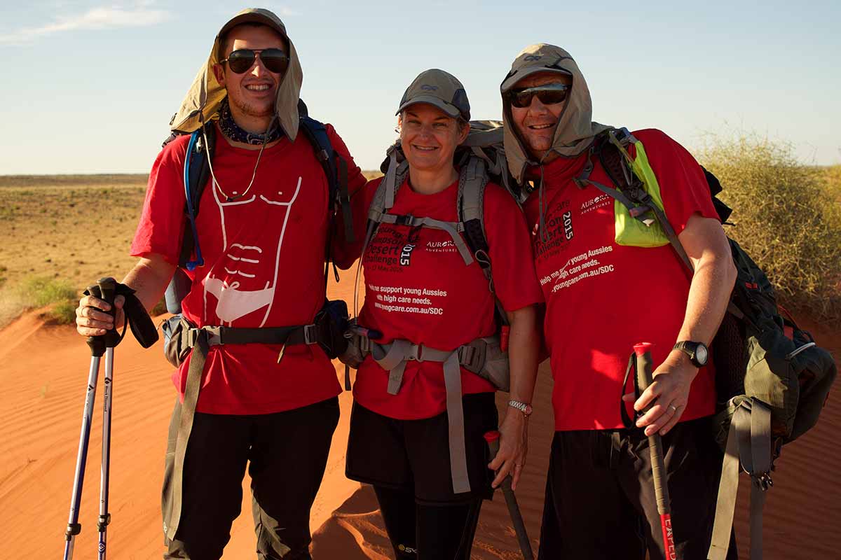 James, Sam and Rick in the Simpson Desert for the Youngcare Simpson Desert Challenge 2015