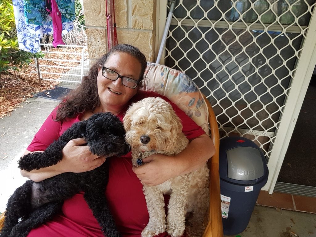 Brenda and her doge, Archie and Angus